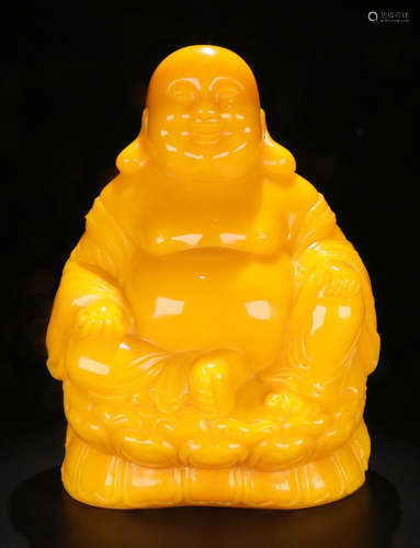 A GLASS MAITREYA BUDDHA