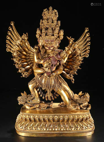 A GILT BRONZE CASTED KINGKANG BUDDHA