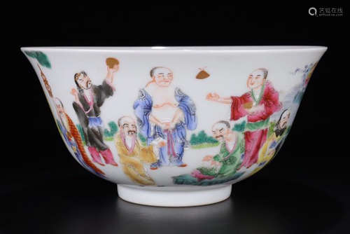 A FAMILLE ROSE GLAZE BUDDHA PATTERN BOWL