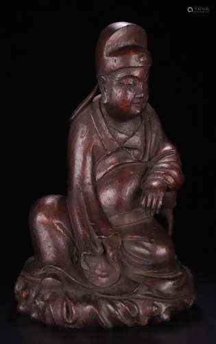 A BAMBOO CARVED FIGURE SHAPED PENDANT