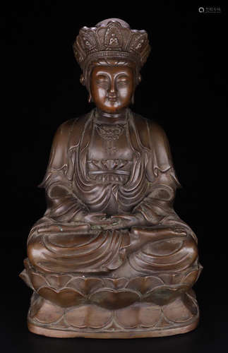 A BRONZE CASTED GUANYIN BUDDHA