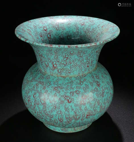 A LUJUN GLAZE FLOWER PATTERN GU VASE