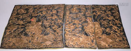 PAIR QING DYNASTY AUSPICIOUS PATTERN EMBROIDERY