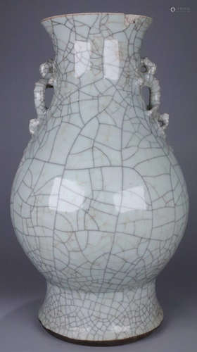 A GUANYAO WHITE GLAZE ZUN VASE