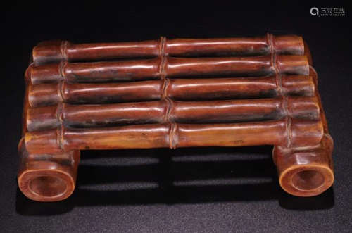 A SONGHUA STONE CARVED BAMBOO SHAPED INK BED