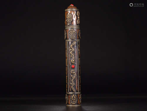 A COPPER INCENSE TUBE