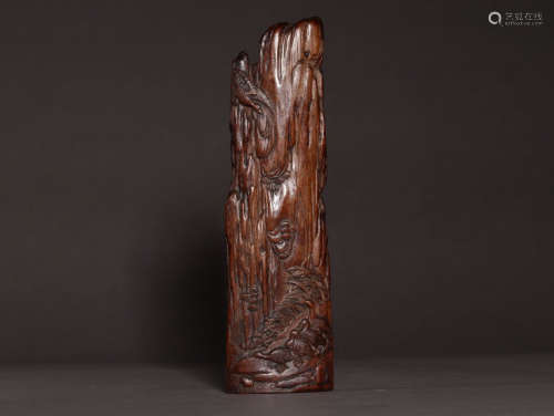 A CHENXIANG WOOD ARM REST OF PLANT PATTERN