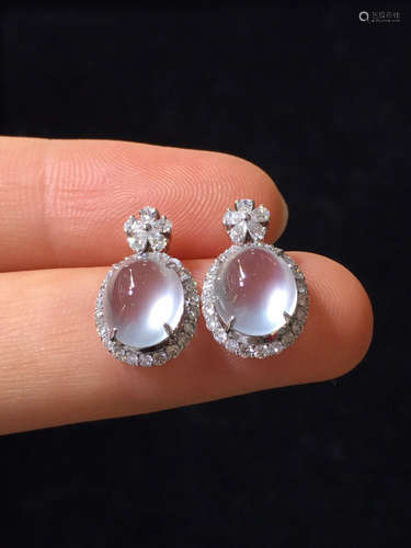 A PAIR OF ICY JADEITE EAR RINGS