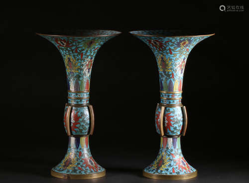 PAIR OF CLOISONNE VASES