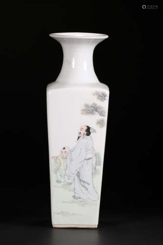 A QIANCAI SQUARE VASE