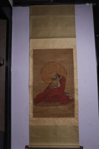 A VERTICAL PAINTING OF BUDDHA BY LENG MEI