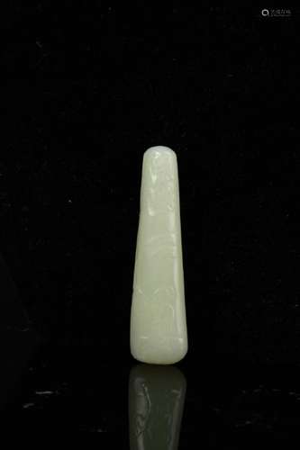 Chinese White Jade Bamboo and Bat Pendent