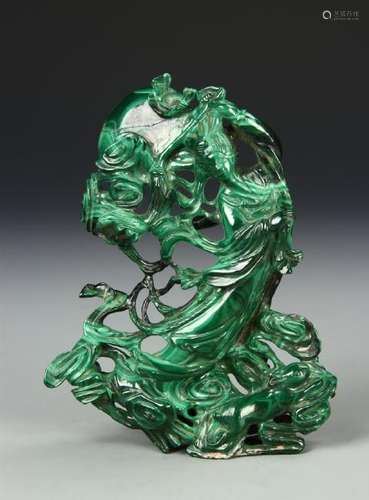 Chinese Malachite Carved Lady Figure