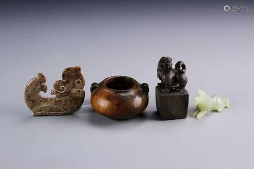 Four Chinese Jade and Stone Items