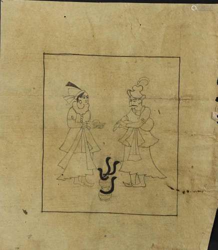 Four Pahari Indian Miniature Scratch