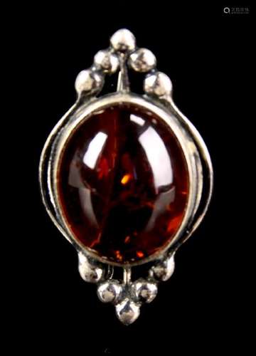 Amber Silver Pin