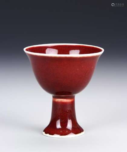 Chinese Red Glazed High-Stem Bowl