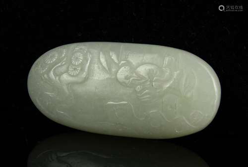 Chinese White Jade Landscape Pendent