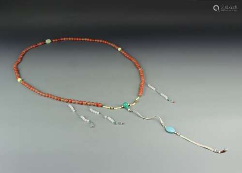 Chinese Turquoise Jade Court Necklace