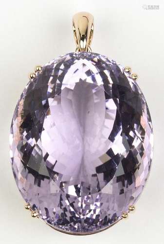 Kunzite and 14k rose gold pendant