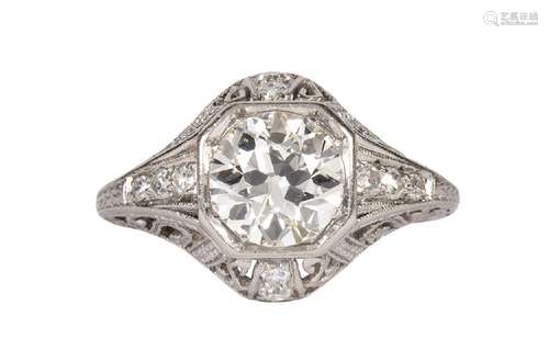 Diamond and platinum ring