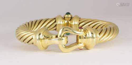 David Yurman emerald, ruby and 14k yellow gold bracelet