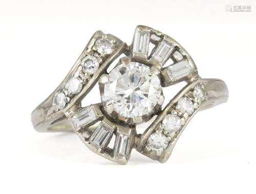 Diamond and 14k white gold ring