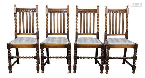 Late Victorian English oak sidechairs