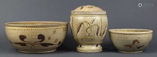 Vietnamese White Glaze Brown Inlaid Bowls/Jar