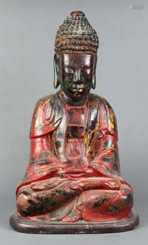 Vietnamese Gilt Red Lacquer Buddha