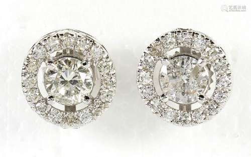 Pair of diamond and 18k white gold earrings