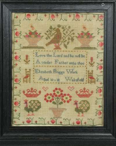 Needlework sampler, executed by Elizabeth Briggs