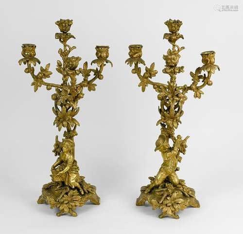 Rococco style gilt bronze four arm candelabra