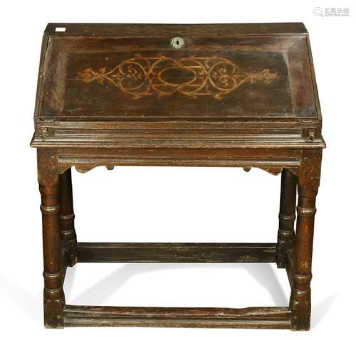 William and Mary marquetry decorated oak slant front