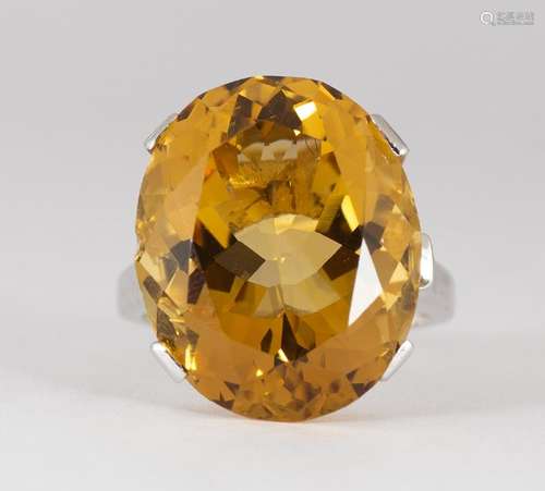 Citrine and 14k white gold Ring