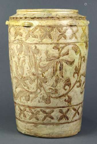 Vietnamese White Glazed Brown Inlaid Jar