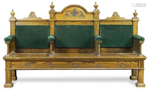 French Gothic Revival hall bench