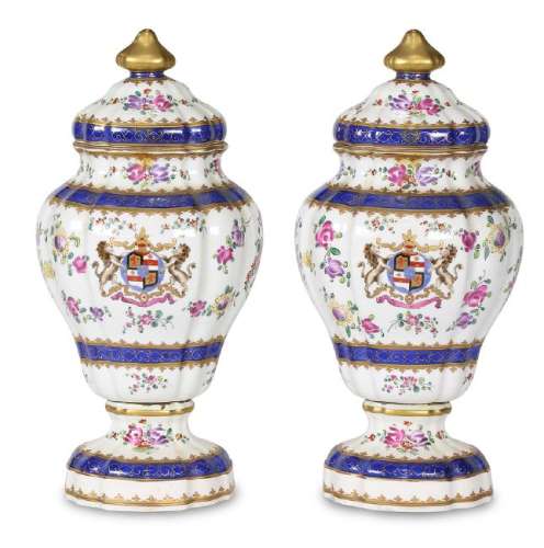 Pair of French Samson covered urns