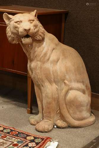 Continental terra cotta lion sculpture