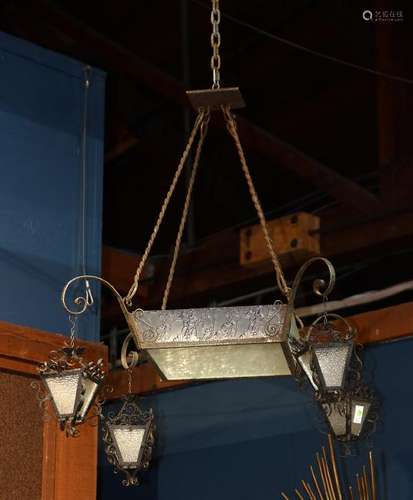 French Country chandelier Filagree Fer Forgé metal