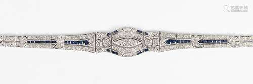 Diamond, sapphire and 18k white gold bracelet