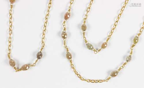 Diamond bead and 18k yellow gold necklace