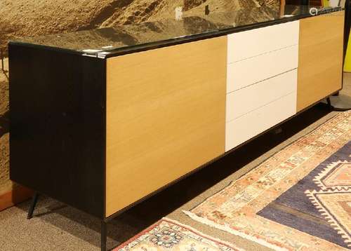 Contemporary mixed wood sideboard