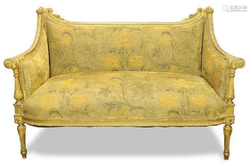 Louis XVI style giltwood settee