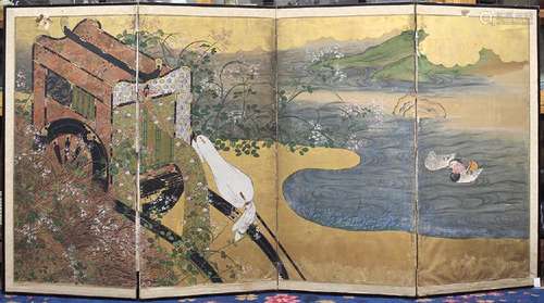 Japanese  Four-panel Byobu Screen