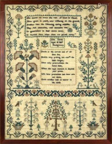 Needlework textile executed in 1807 by Ann Davies