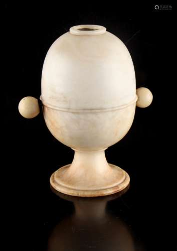 Property of a lady - a Victorian alabaster Stanhope viewer or peep egg, with rotating view of Byland