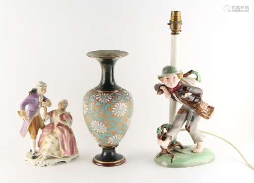 Property of a gentleman - a Dakon ceramic figural table lamp, the pottery 12.6ins. (32cms.) high,