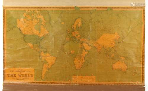 Property of a gentleman - Philips' New Commercial Map of the World, a scroll map, 84ins. (214cms.)