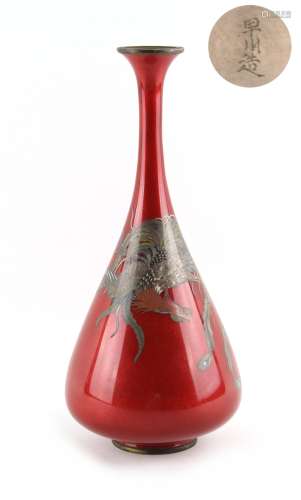 Property of a deceased estate - a Japanese silver wire cloisonne bottle vase, Meiji period (1868-